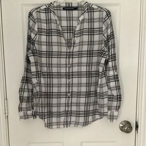 Calvin Klein Jeans White/Black/Gray Plaid Button-Down Shirt L NEW WITHOUT TAGS